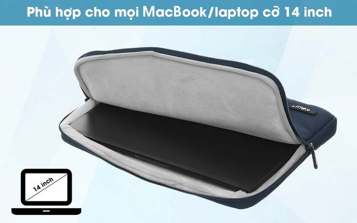 Túi chống sốc Laptop 14 inch có ngăn phụ eValu LMP-T004D - Kích cỡ vừa vặn để cất giữ và đảm bảo an toàn cho MacBook/laptop 14 inch