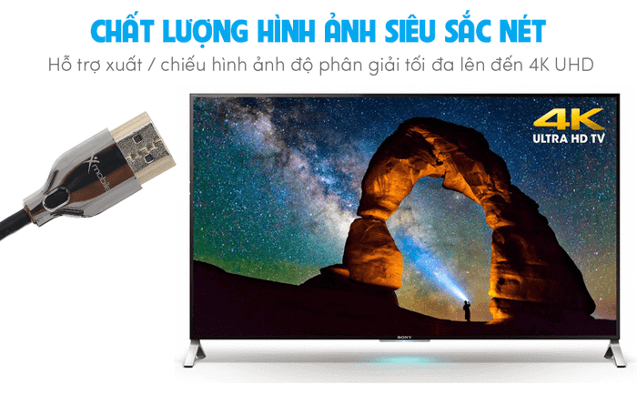 Cáp HDMI 2.0 Slim 2m Xmobile DS139-2TB Đen Bạc