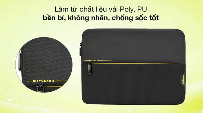 Túi chống sốc Laptop 14 inch Targus CityGear TSS931GL-80 Đen - Chất liệu vải Poly, PU độ bền cao