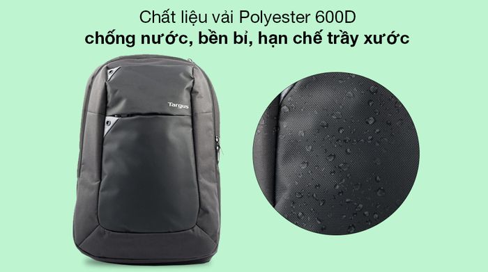 Balo Laptop 15.6 inch Targus Intellect TBB565GL-74 Đen - Làm từ vải Polyester 600D chống nước