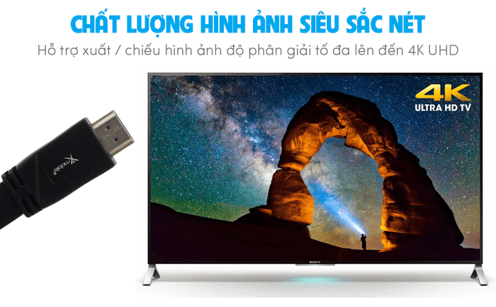 Cáp HDMI 2.0 Dẹt 2m Xmobile DS135-2TB Đen