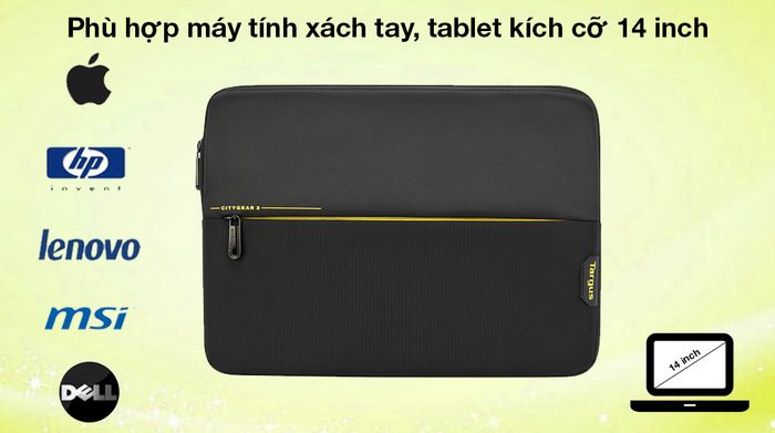 Túi chống sốc Laptop 14 inch Targus CityGear TSS931GL-80 Đen - Hoàn toàn vừa vặn khi đựng các máy tính bảng, laptop có kích cỡ tối đa 14 inch