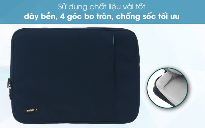 Túi chống sốc Laptop 14 inch có ngăn phụ eValu LMP-T004D - Làm từ loại vải tốt, đàn hồi, bảo vệ laptop tin cậy