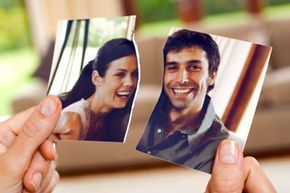 Torn photo of couple