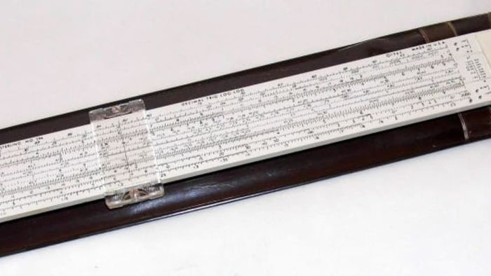 Image of a vintage log log slide rule.