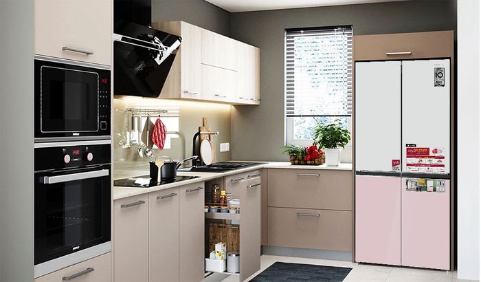 Với chất liệu gương hiện đại, phù hợp với mọi không gian bếp