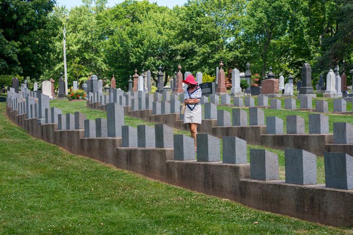 Graves of Titanic victims at the Fairview Lawn Cemetery.