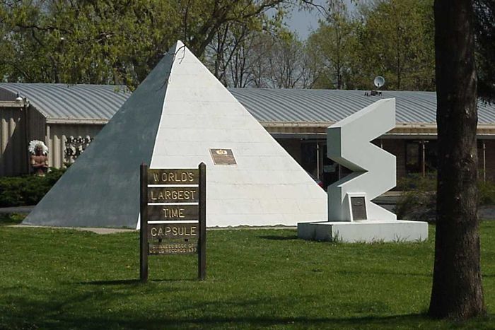 A pyramid marking the location of the world's largest time capsule.