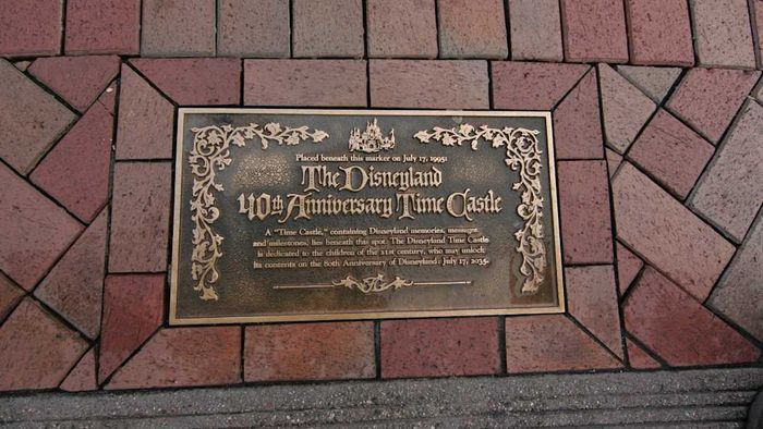 A plaque marking the location of a time capsule at Disneyland.