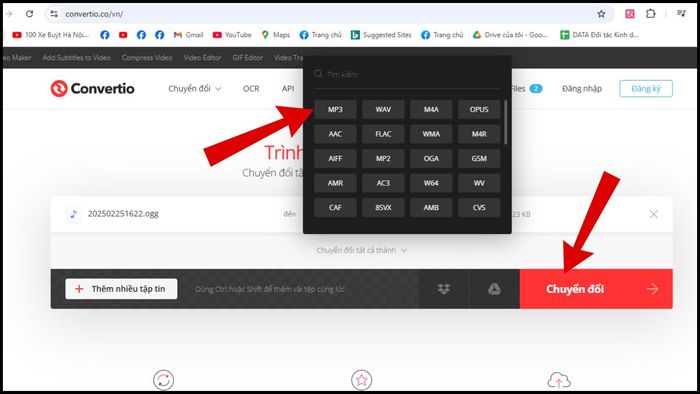 Chuyển file OGG sang MP3 trực tuyến bước 2