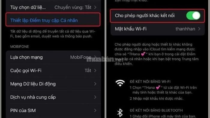 Chọn “Thiết lập Điểm truy cập Cá nhân”