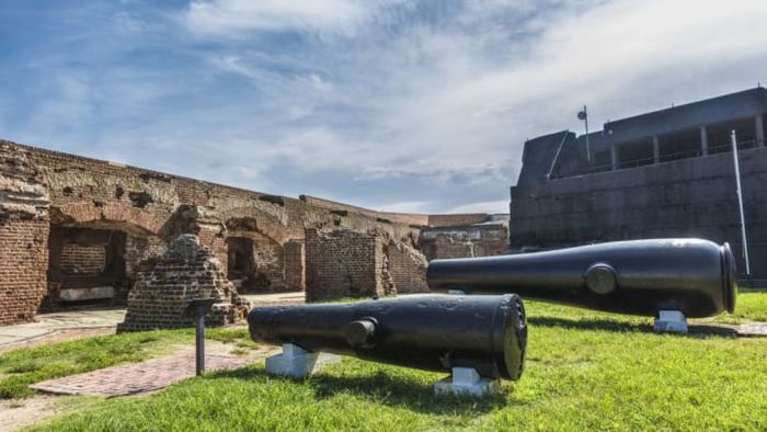 Fort Sumter showcases cannons that were used during the Civil War.