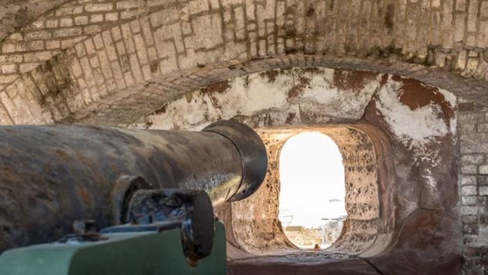 A cannon from the Civil War era at Fort Sumter.