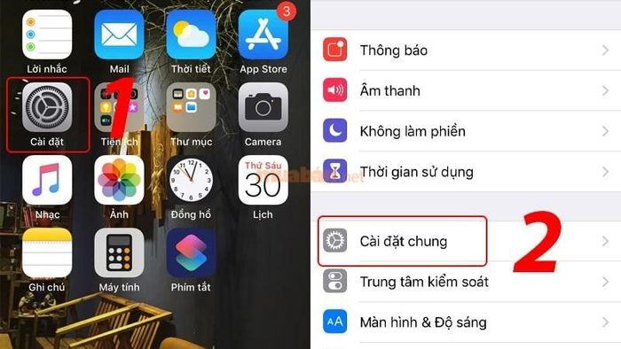 Truy cập vào phần cài đặt chung