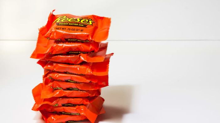 A stack of Reese's Peanut Butter Cups.
