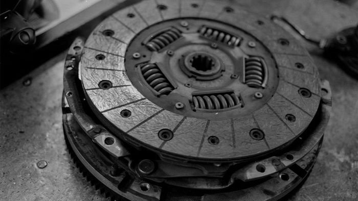 A Mustang's clutch system in focus.