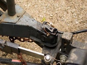A detailed image showcasing a trailer hitch.