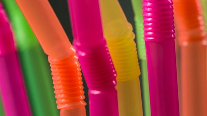 A detailed shot of vibrant, bendable straws.