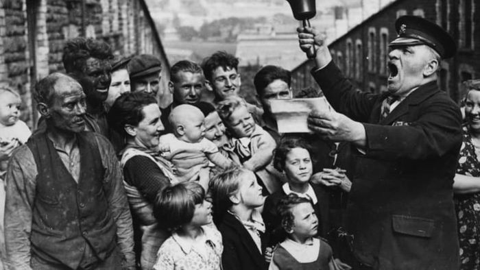 A town crier in Wales, circa 1938.
