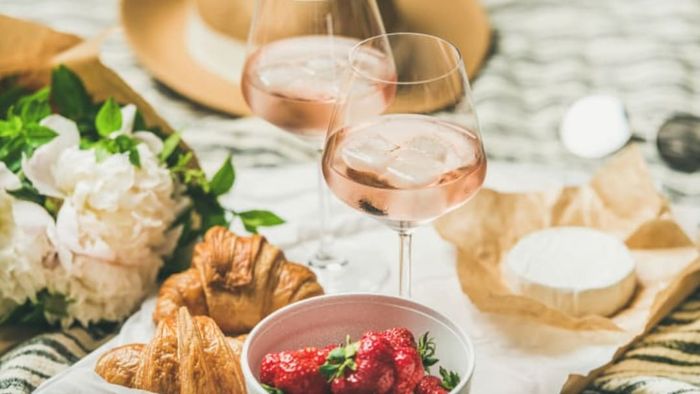 Glasses of chilled wine.