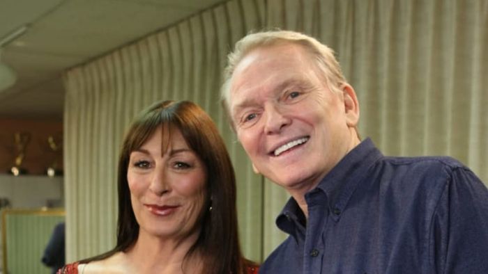 Angelica Huston (L) and Bob Mackie (R).