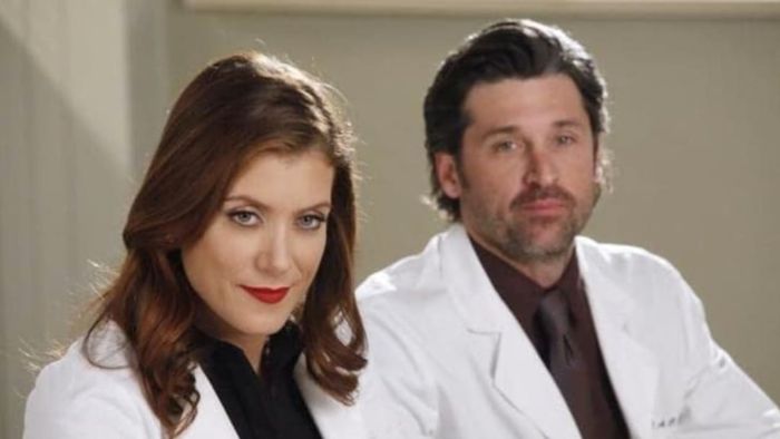 Kate Walsh and Patrick Dempsey in Grey's Anatomy.