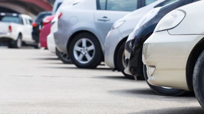 vehicles parked in a lot