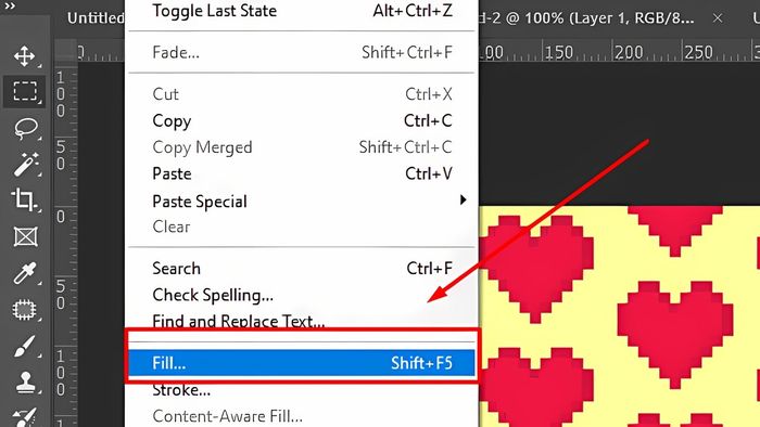 Sử dụng Pattern Photoshop bằng lệnh Fill - bước 1