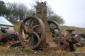 A Petter (manufactured in Yeovil) hot bulb engine located at Laigh Dalmore quarry in Stair, East Ayrshire, Scotland.