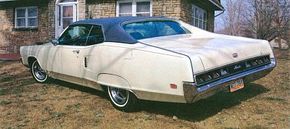 Rear view of the 1969 Mercury Marauder X-100 featuring the optional vinyl roof.