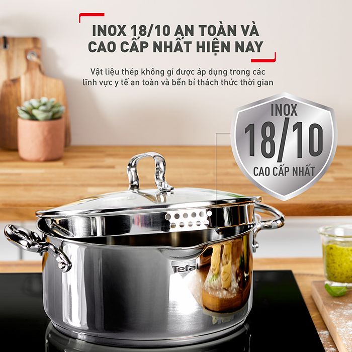 Nồi Inox Tefal Duetto Plus 28cm G7196456 - Chất liệu cao cấp, bền bỉ, an toàn