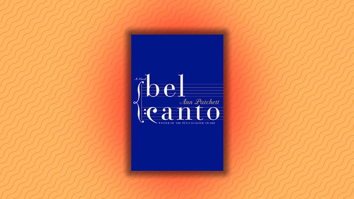 An orange background showcasing the cover of ‘Bel Canto.’