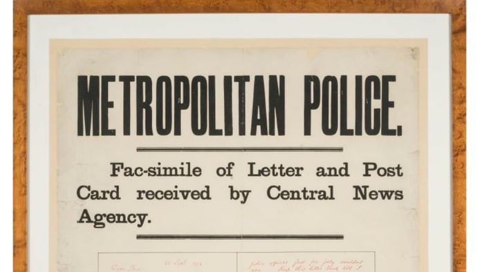 Poster issued by the Metropolitan Police in 1888 appealing for information about Jack the Ripper