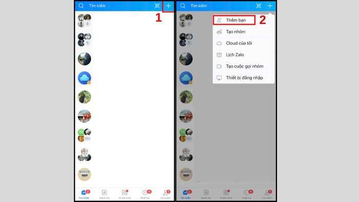 Hướng dẫn cách thêm bạn trên Zalo không cần số điện thoại thông qua gợi ý từ Zalo - bước 1,2