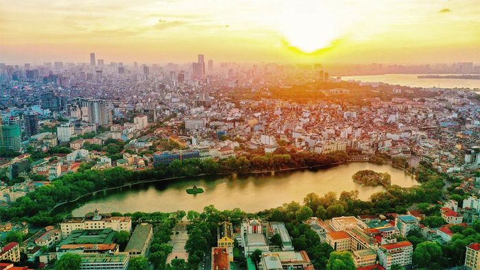 Ảnh Hồ Hoàn Kiếm từ trên cao