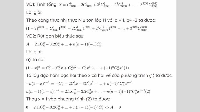 cách khai triển nhị thức newton lớp 10