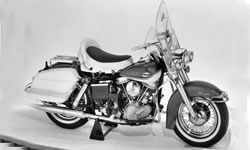 A Harley-Davidson Electra Glide motorcycle, a symbol of classic American engineering.