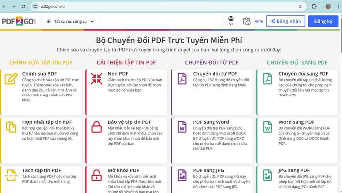 PDF2Go là gì và hướng dẫn sử dụng bước 1