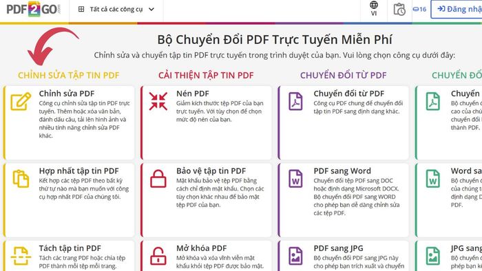 PDF2Go là gì và hướng dẫn sử dụng bước 2