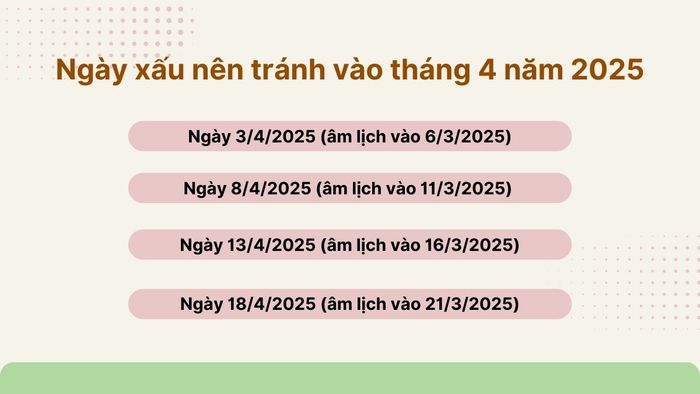 Những ngày giờ xấu nên tránh trong tháng 4 năm 2025