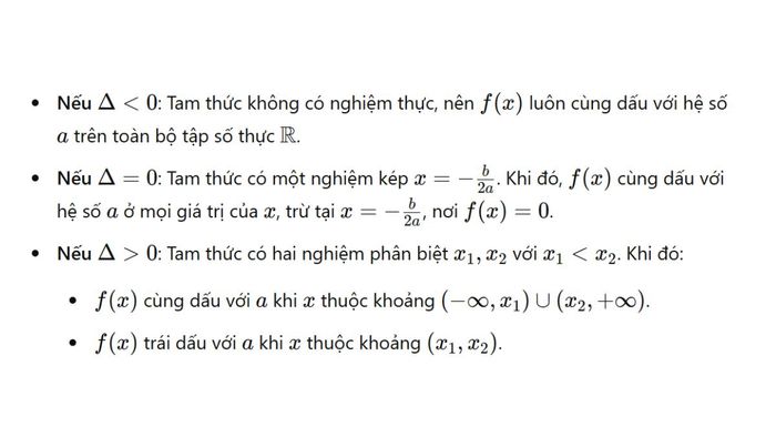 phương pháp xét dấu của tam thức bậc hai