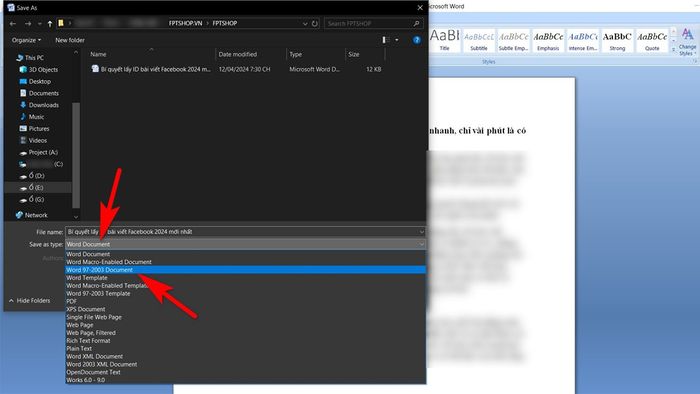 Chuyển đổi đuôi docx sang doc trực tiếp trong Microsoft Word - Bước 2