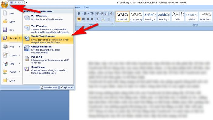 Chuyển đổi đuôi docx sang doc trực tiếp trong Microsoft Word - Bước 1