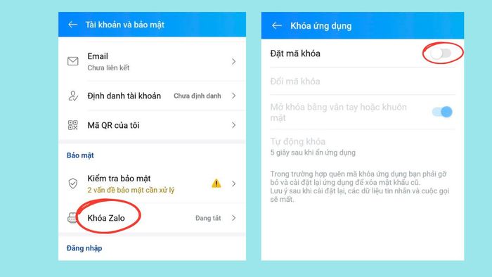 Hướng dẫn cách xác thực Biometric Zalo - Bước thứ hai
