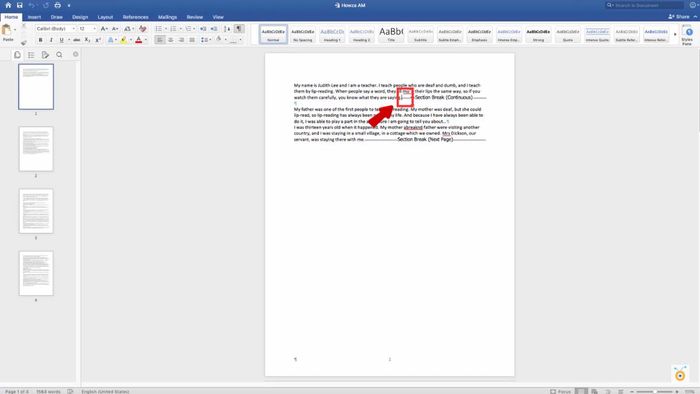 Xóa toàn bộ Section Break trên Macbook bước 2 (Hình minh họa)