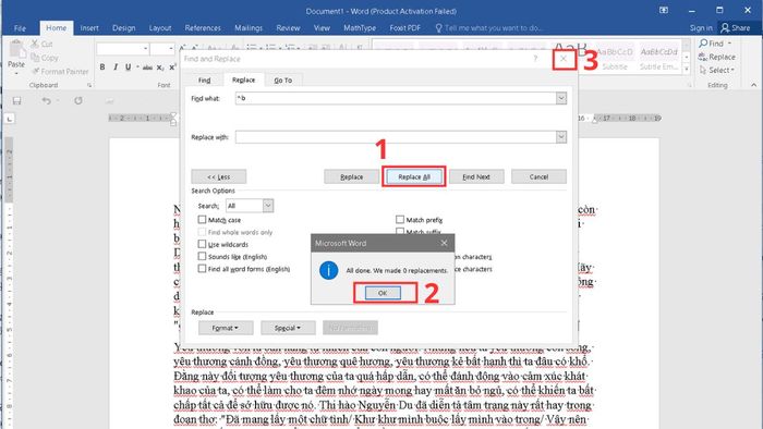 Xóa toàn bộ Section Break trong Word bước 3 (Hình minh họa)