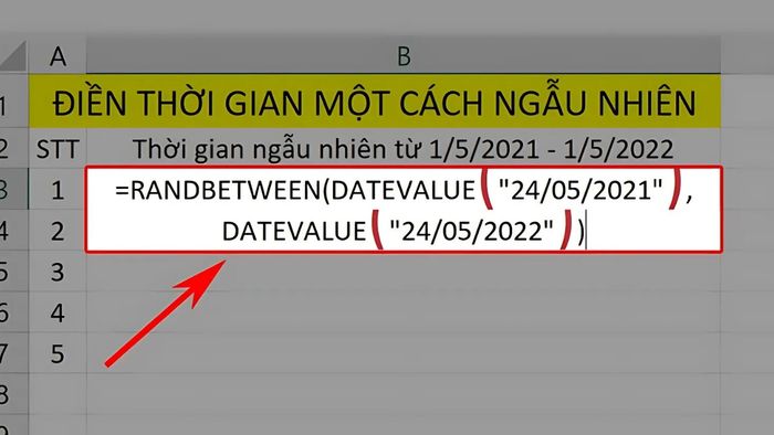 Hướng dẫn tạo hàm tự động cập nhật ngày tháng và tự động điền thời gian ngẫu nhiên trong Excel