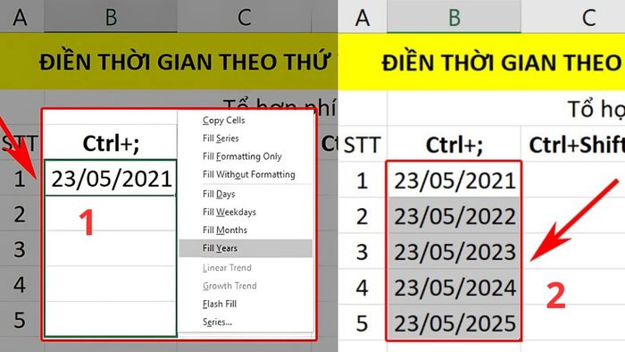 Hướng dẫn tạo hàm tự động cập nhật ngày tháng và tự động điền thời gian trong Excel