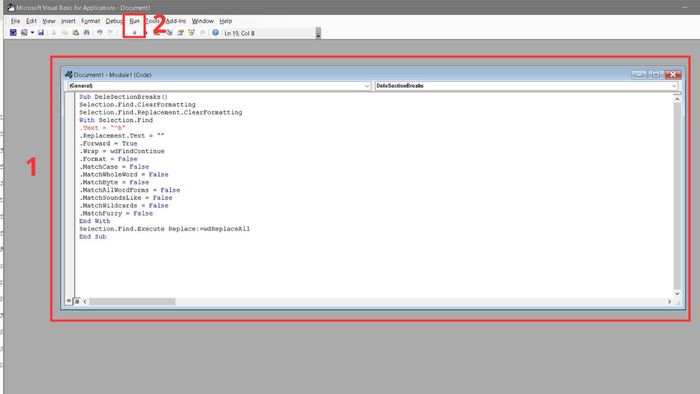 Xóa Section Break trong Word bằng VBA bước 3 (Hình minh họa)