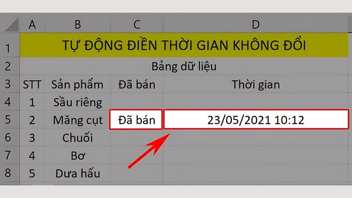 Hướng dẫn tạo hàm tự động cập nhật ngày tháng và điền dữ liệu thời gian cố định - Bước 3